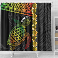 Vanuatu Sand Drawing Turtle Shower Curtain Happy Independence Day