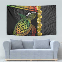 Vanuatu Sand Drawing Turtle Tapestry Happy Independence Day