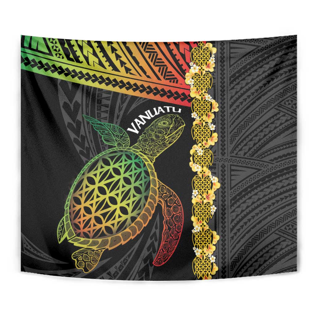 Vanuatu Sand Drawing Turtle Tapestry Happy Independence Day