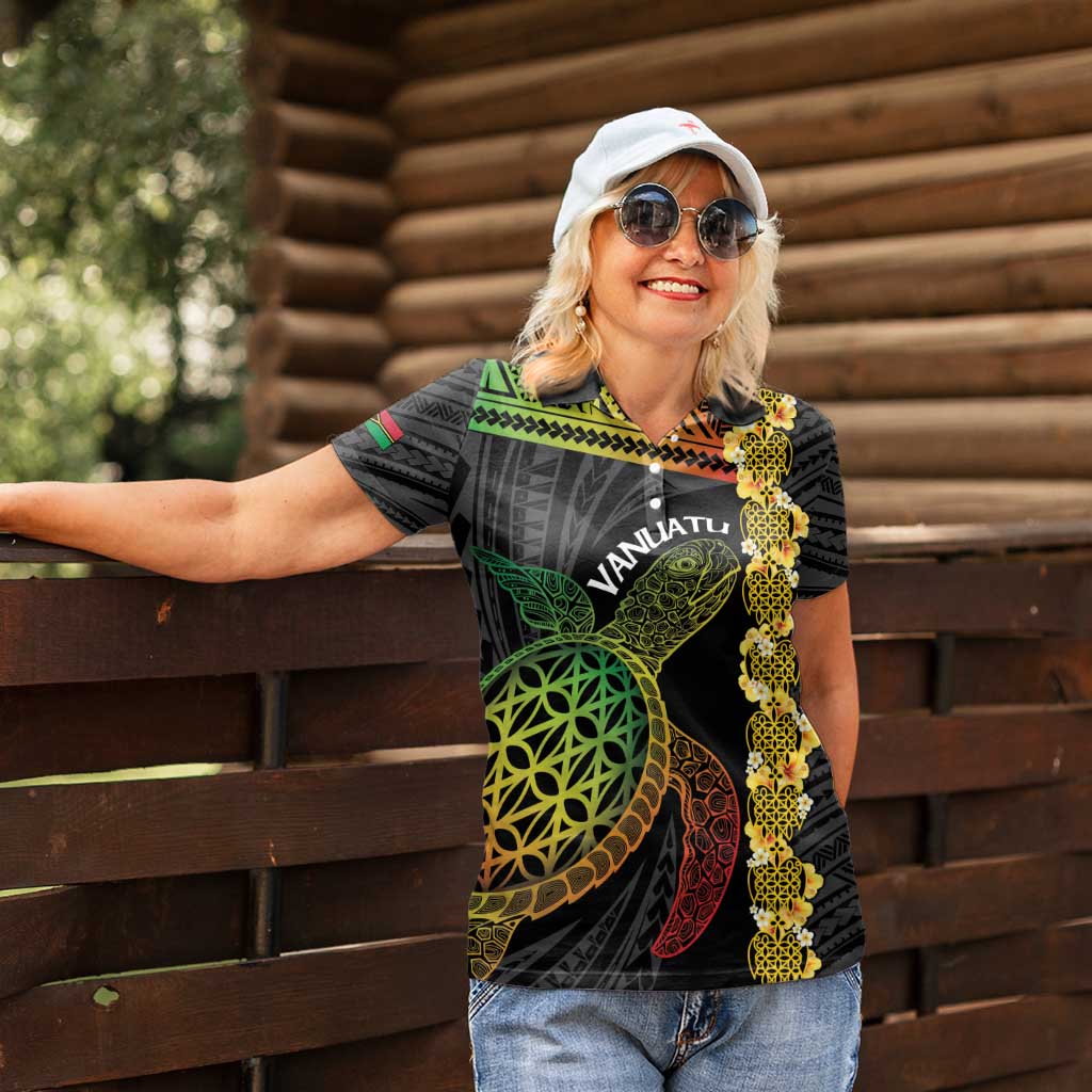 Vanuatu Sand Drawing Turtle Women Polo Shirt Happy Independence Day