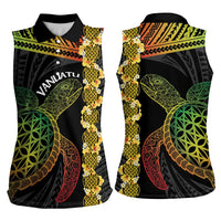 Vanuatu Sand Drawing Turtle Women Sleeveless Polo Shirt Happy Independence Day