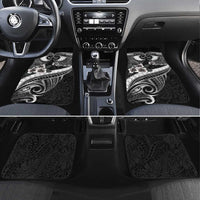 Black Polynesia Car Mats Tribal Pattern Tropical Frangipani