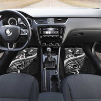 Black Polynesia Car Mats Tribal Pattern Tropical Frangipani