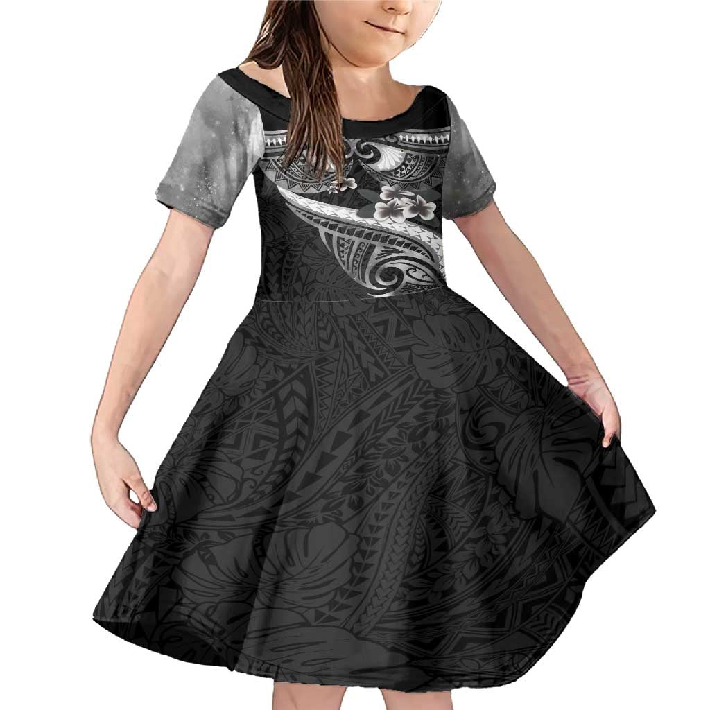 Black Polynesia Family Matching Mermaid Dress and Hawaiian Shirt Tribal Pattern Tropical Frangipani