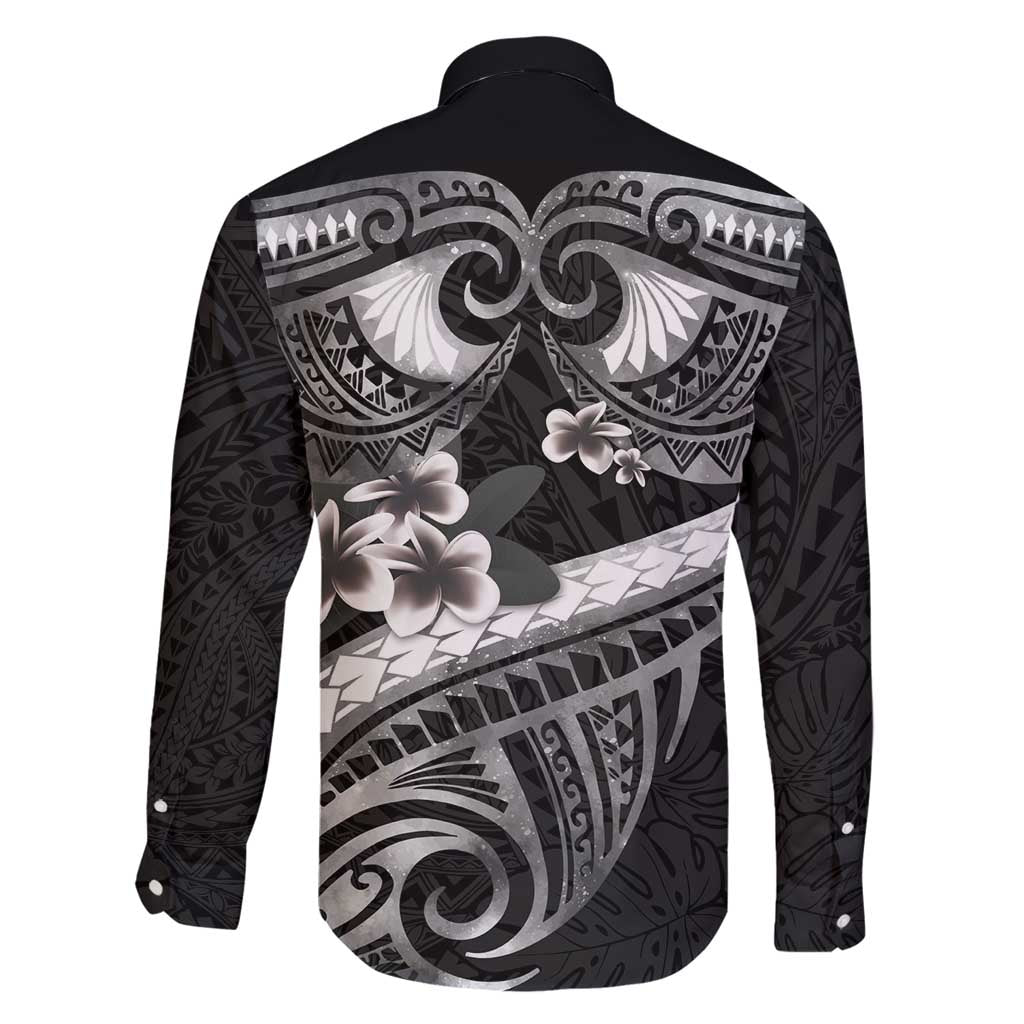 Black Polynesia Family Matching Tank Maxi Dress and Hawaiian Shirt Tribal Pattern Tropical Frangipani