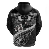 Black Polynesia Hoodie Tribal Pattern Tropical Frangipani
