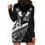 Black Polynesia Hoodie Dress Tribal Pattern Tropical Frangipani