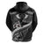Black Polynesia Zip Hoodie Tribal Pattern Tropical Frangipani