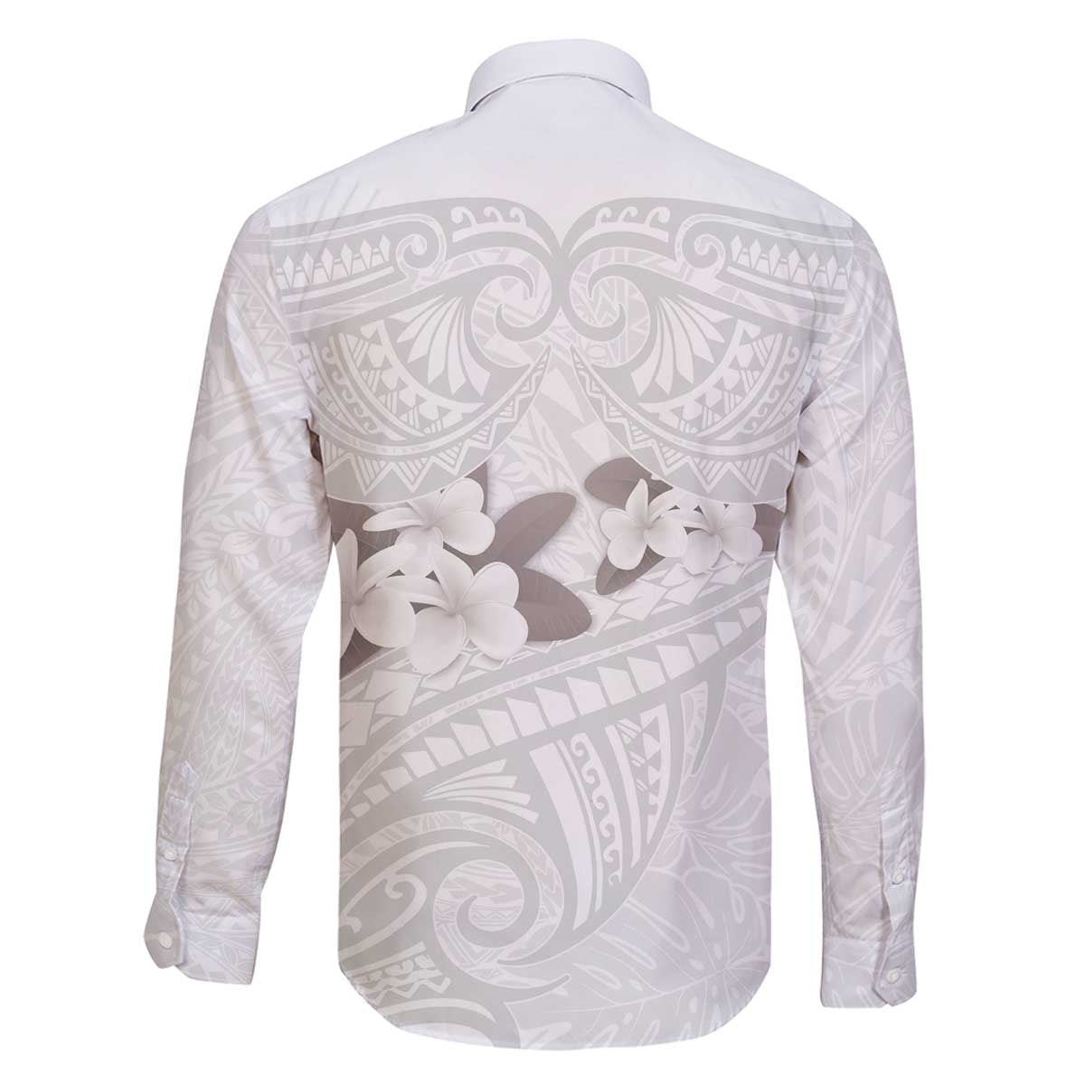 White Polynesia Family Matching Off Shoulder Short Dress and Hawaiian Shirt Tribal Pattern Tropical Frangipani