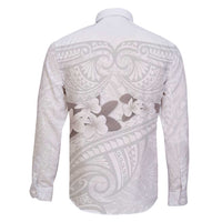 White Polynesia Family Matching Tank Maxi Dress and Hawaiian Shirt Tribal Pattern Tropical Frangipani