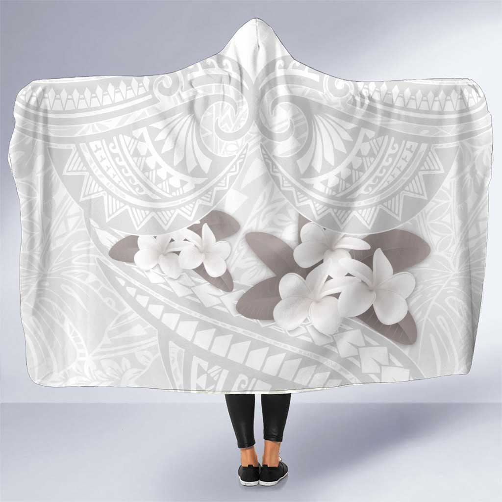 White Polynesia Hooded Blanket Tribal Pattern Tropical Frangipani LT14 One Size White - Polynesian Pride