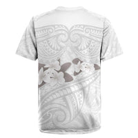 White Polynesia Rugby Jersey Tribal Pattern Tropical Frangipani