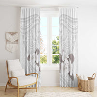 White Polynesia Window Curtain Tribal Pattern Tropical Frangipani
