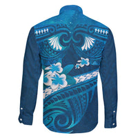 Blue Polynesia Family Matching Mermaid Dress and Hawaiian Shirt Tribal Pattern Tropical Frangipani