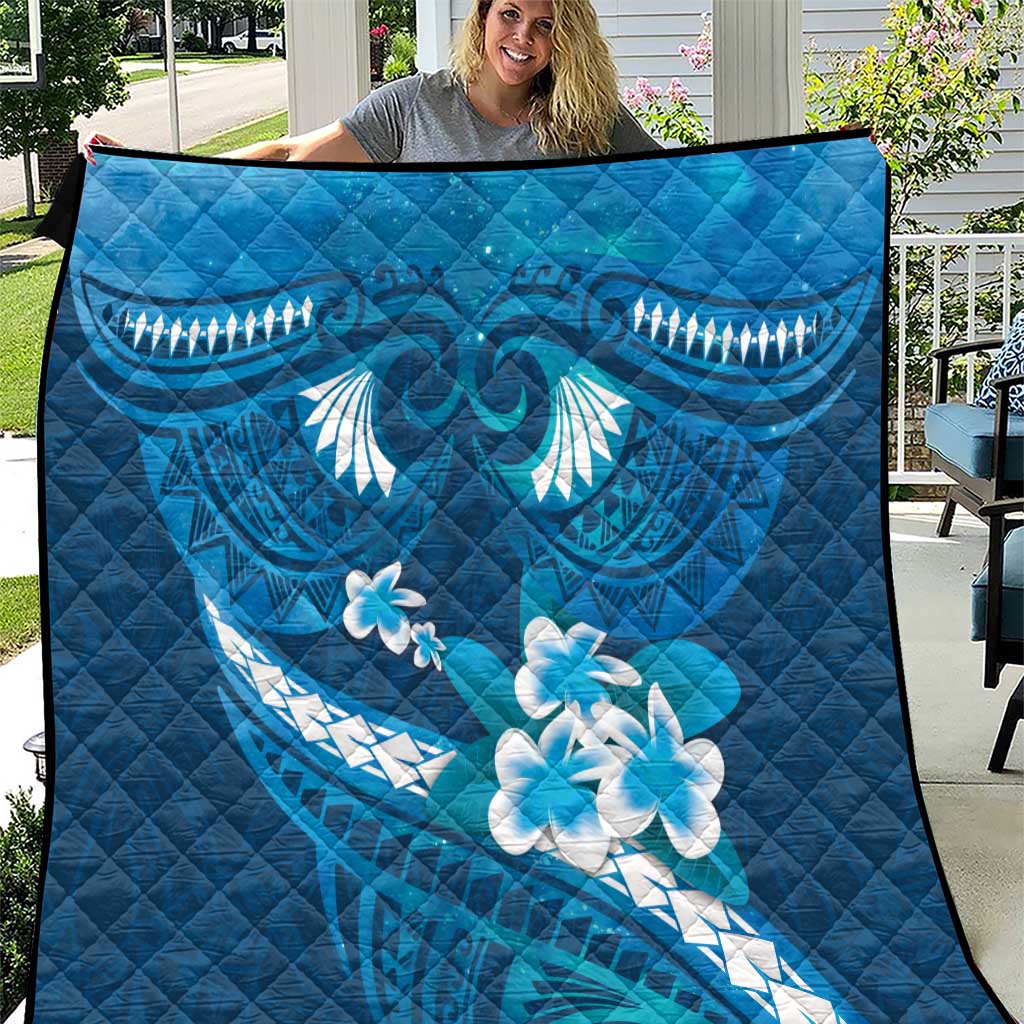 Blue Polynesia Quilt Tribal Pattern Tropical Frangipani LT14 Blue - Polynesian Pride