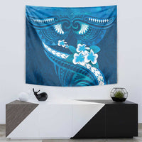 Blue Polynesia Tapestry Tribal Pattern Tropical Frangipani