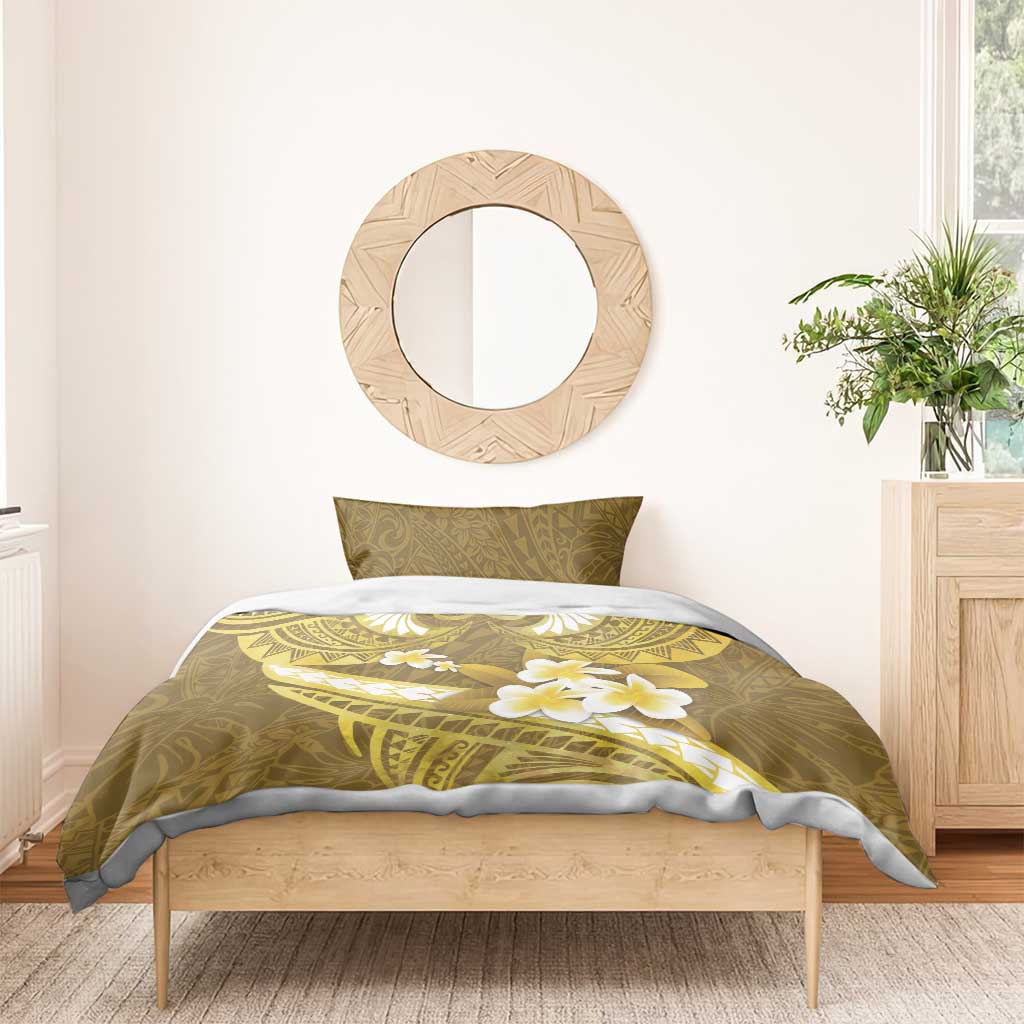 Gold Polynesia Bedding Set Tribal Pattern Tropical Frangipani