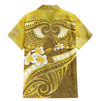 Gold Polynesia Family Matching Mermaid Dress and Hawaiian Shirt Tribal Pattern Tropical Frangipani