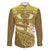 Gold Polynesia Family Matching Mermaid Dress and Hawaiian Shirt Tribal Pattern Tropical Frangipani