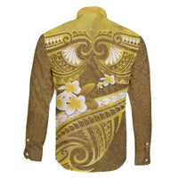 Gold Polynesia Family Matching Puletasi and Hawaiian Shirt Tribal Pattern Tropical Frangipani