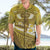 Gold Polynesia Hawaiian Shirt Tribal Pattern Tropical Frangipani