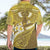 Gold Polynesia Hawaiian Shirt Tribal Pattern Tropical Frangipani