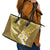 Gold Polynesia Leather Tote Bag Tribal Pattern Tropical Frangipani