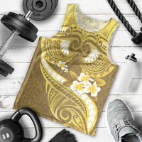 Gold Polynesia Men Tank Top Tribal Pattern Tropical Frangipani