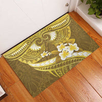 Gold Polynesia Rubber Doormat Tribal Pattern Tropical Frangipani