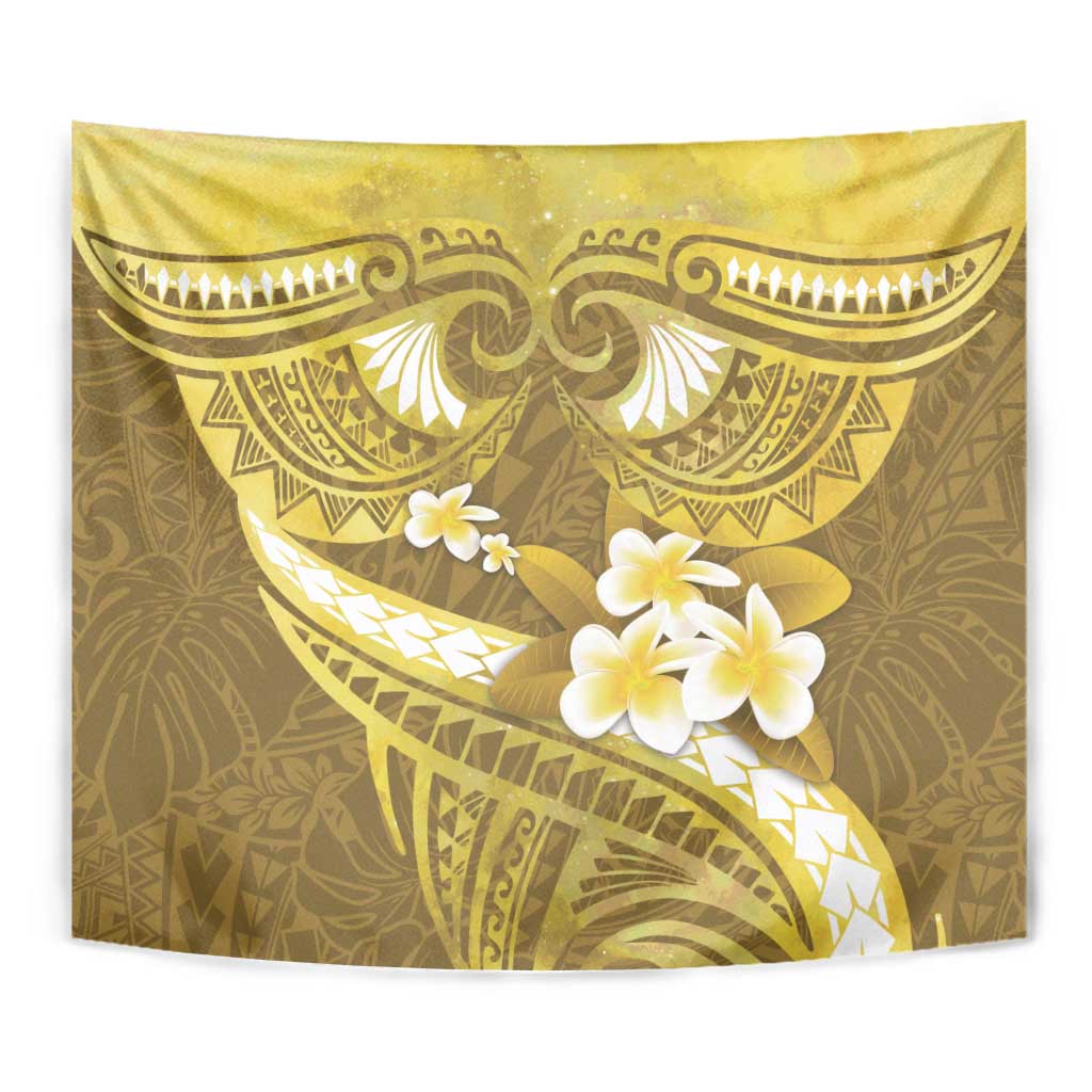 Gold Polynesia Tapestry Tribal Pattern Tropical Frangipani