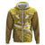 Gold Polynesia Zip Hoodie Tribal Pattern Tropical Frangipani