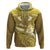 Gold Polynesia Zip Hoodie Tribal Pattern Tropical Frangipani