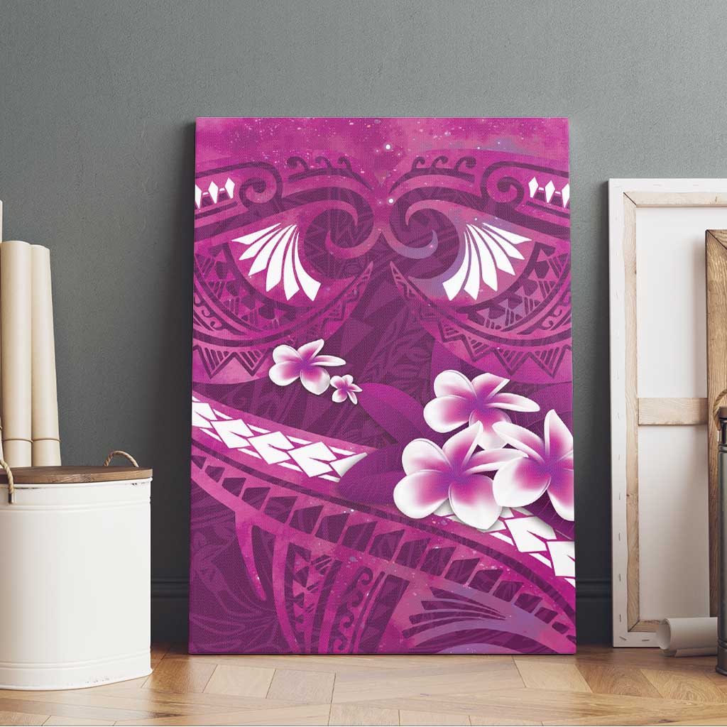 Pink Polynesia Canvas Wall Art Tribal Pattern Tropical Frangipani