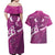 Pink Polynesia Couples Matching Off Shoulder Maxi Dress and Hawaiian Shirt Tribal Pattern Tropical Frangipani