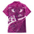 Pink Polynesia Family Matching Long Sleeve Bodycon Dress and Hawaiian Shirt Tribal Pattern Tropical Frangipani