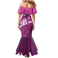 Pink Polynesia Family Matching Mermaid Dress and Hawaiian Shirt Tribal Pattern Tropical Frangipani