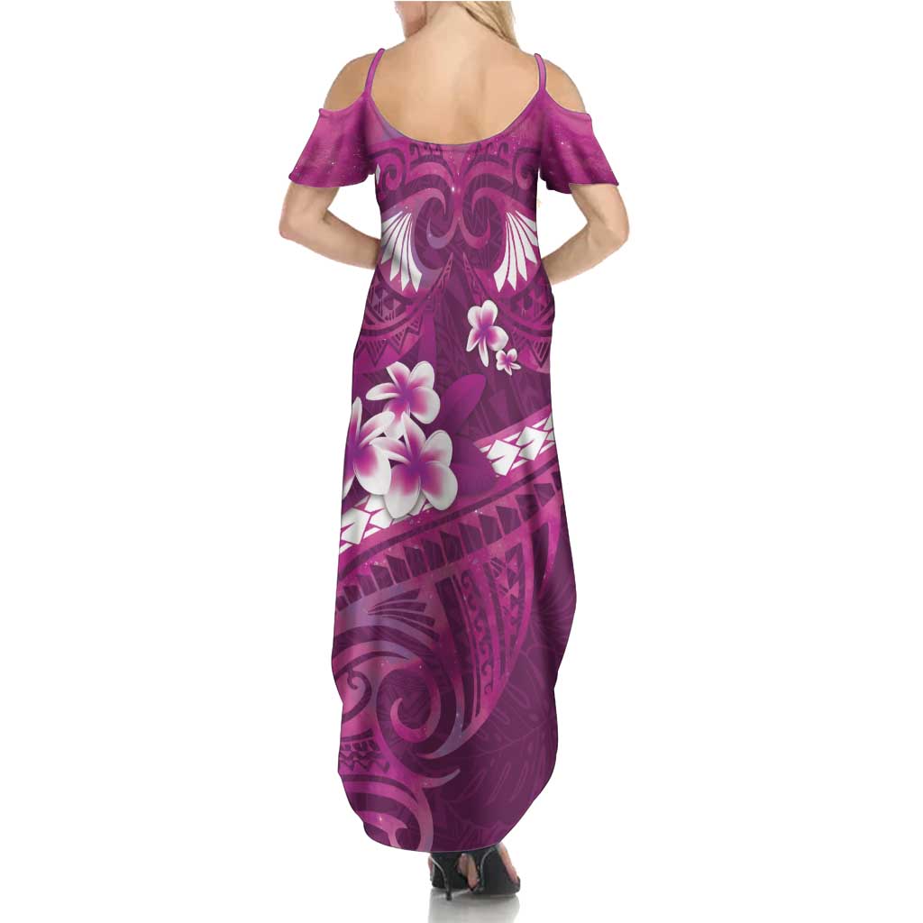 Pink Polynesia Family Matching Summer Maxi Dress and Hawaiian Shirt Tribal Pattern Tropical Frangipani LT14 - Polynesian Pride