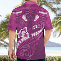 Pink Polynesia Hawaiian Shirt Tribal Pattern Tropical Frangipani