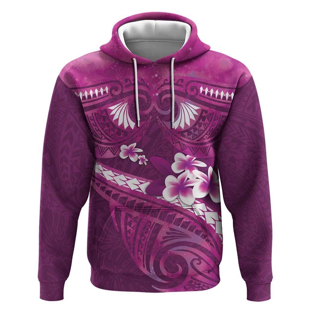 Pink Polynesia Hoodie Tribal Pattern Tropical Frangipani