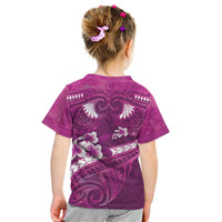 Pink Polynesia Kid T Shirt Tribal Pattern Tropical Frangipani