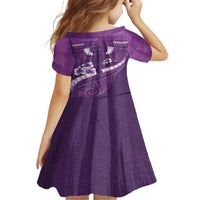 Purple Polynesia Family Matching Long Sleeve Bodycon Dress and Hawaiian Shirt Tribal Pattern Tropical Frangipani