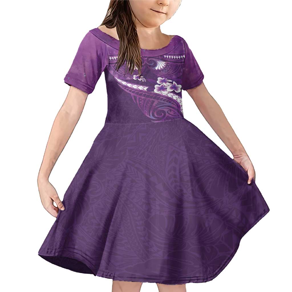 Purple Polynesia Family Matching Mermaid Dress and Hawaiian Shirt Tribal Pattern Tropical Frangipani