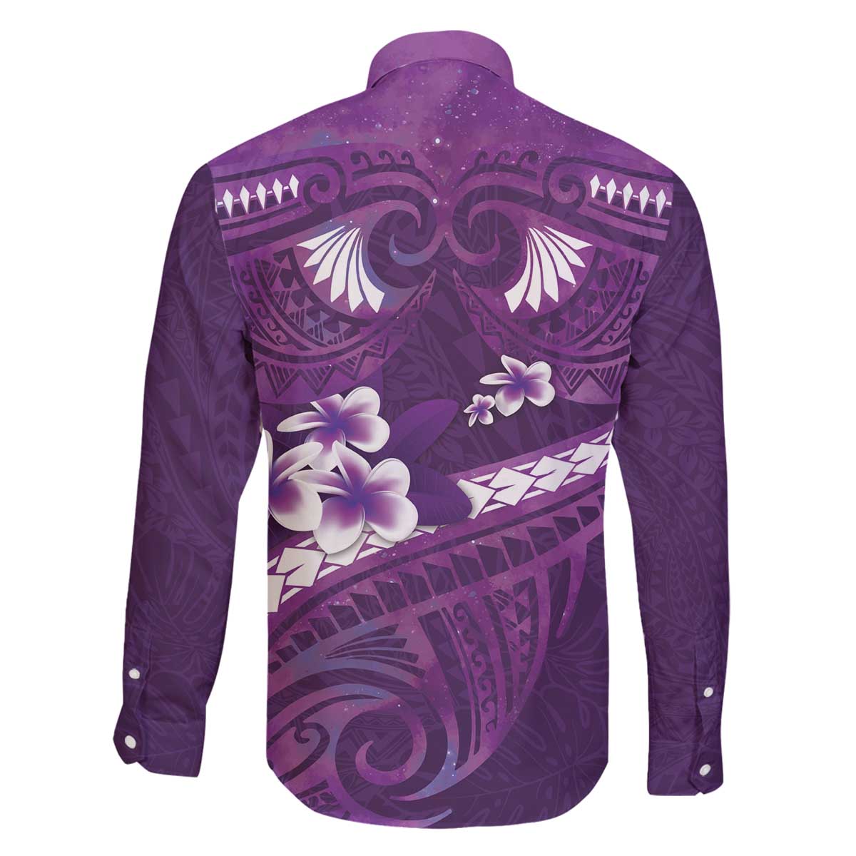 Purple Polynesia Family Matching Off Shoulder Short Dress and Hawaiian Shirt Tribal Pattern Tropical Frangipani