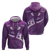 Purple Polynesia Hoodie Tribal Pattern Tropical Frangipani