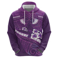 Purple Polynesia Hoodie Tribal Pattern Tropical Frangipani