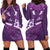 Purple Polynesia Hoodie Dress Tribal Pattern Tropical Frangipani