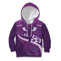 Purple Polynesia Kid Hoodie Tribal Pattern Tropical Frangipani