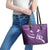 Purple Polynesia Leather Tote Bag Tribal Pattern Tropical Frangipani