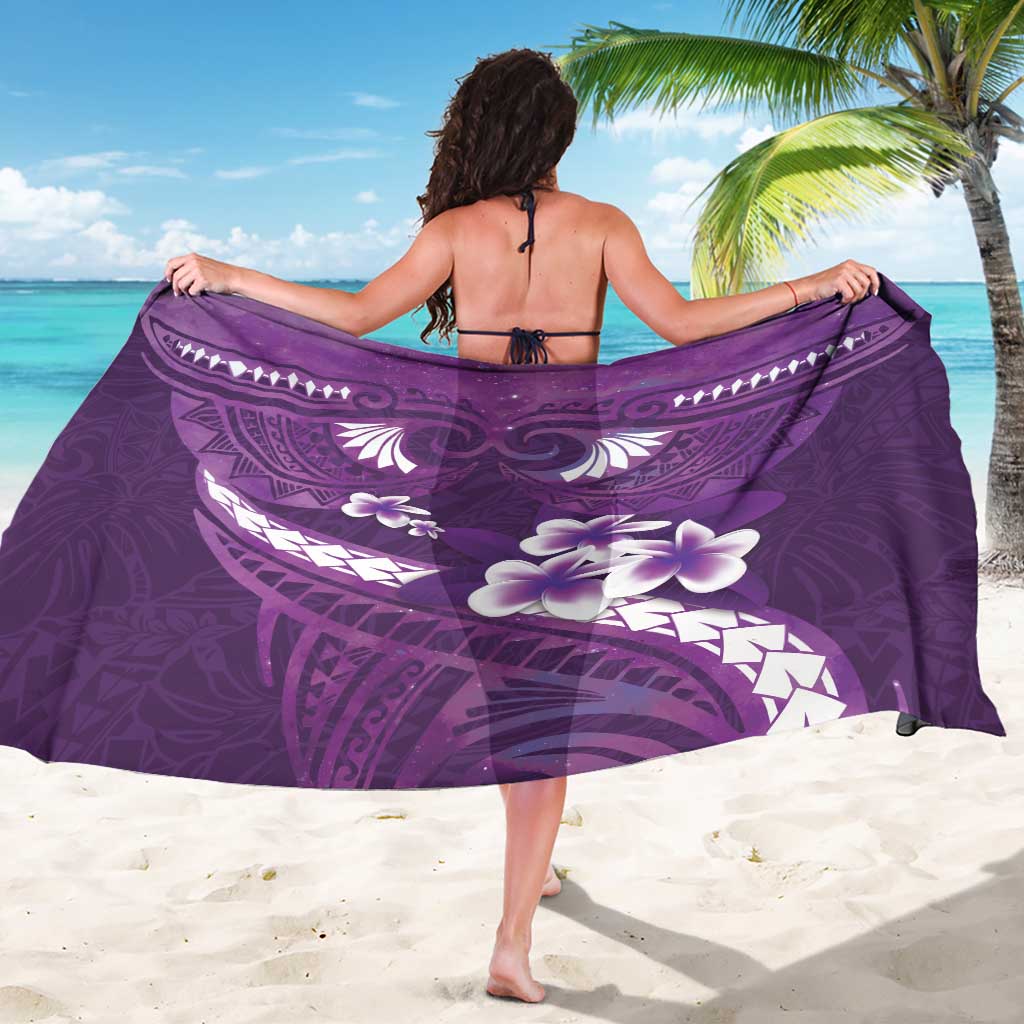 Purple Polynesia Sarong Tribal Pattern Tropical Frangipani