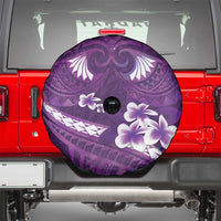 Purple Polynesia Spare Tire Cover Tribal Pattern Tropical Frangipani